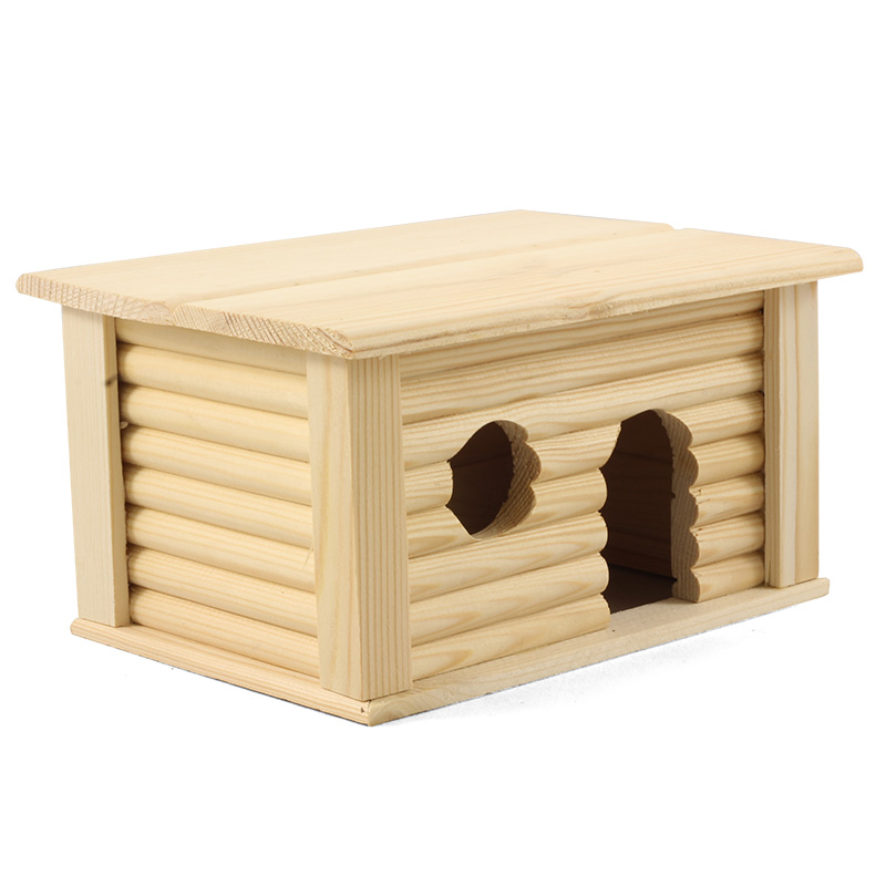 Домик с плоской крышей для мелких животных деревянный - 21см